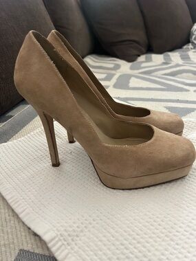 ALDO Nude Suede Platform Heels Classic Pumps Neutral High Heel Size 38